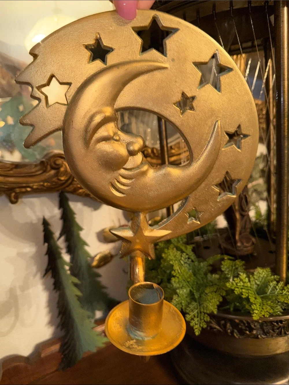 Vintage 90s Celestial Candle Holder PartyLite Moon Wall Sconce Whimsigoth Witchy